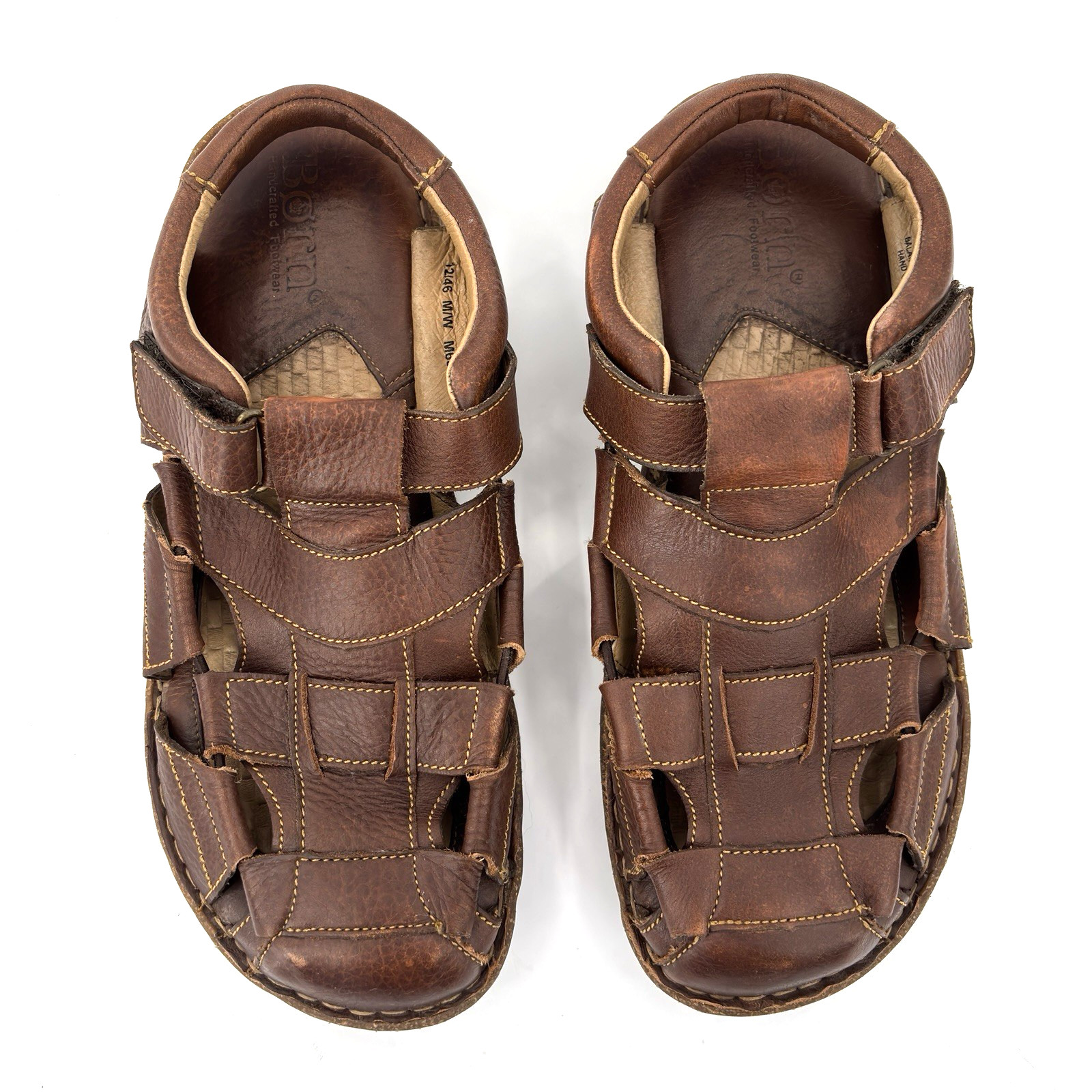 Men 12 Born Cabot III Brown Leather Fisherman Sandals Comfort Casual Shoes M6504