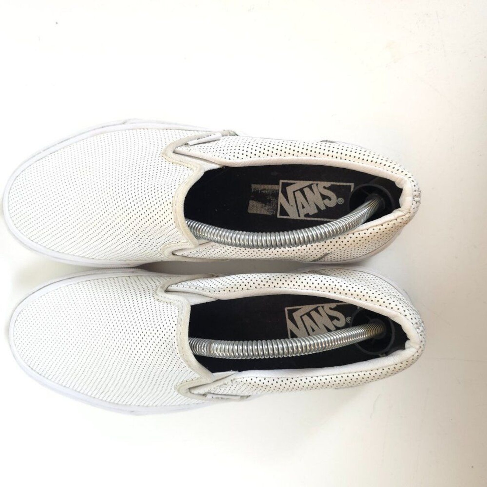 Vans Classic Slip-On Perforated White Leather Sneakers Unisex