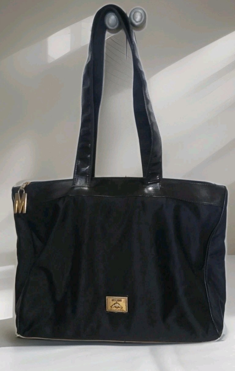 Vintage Moschino Redwall Black Nylon & Leather~Peace, Love,Anarchy, Happiness