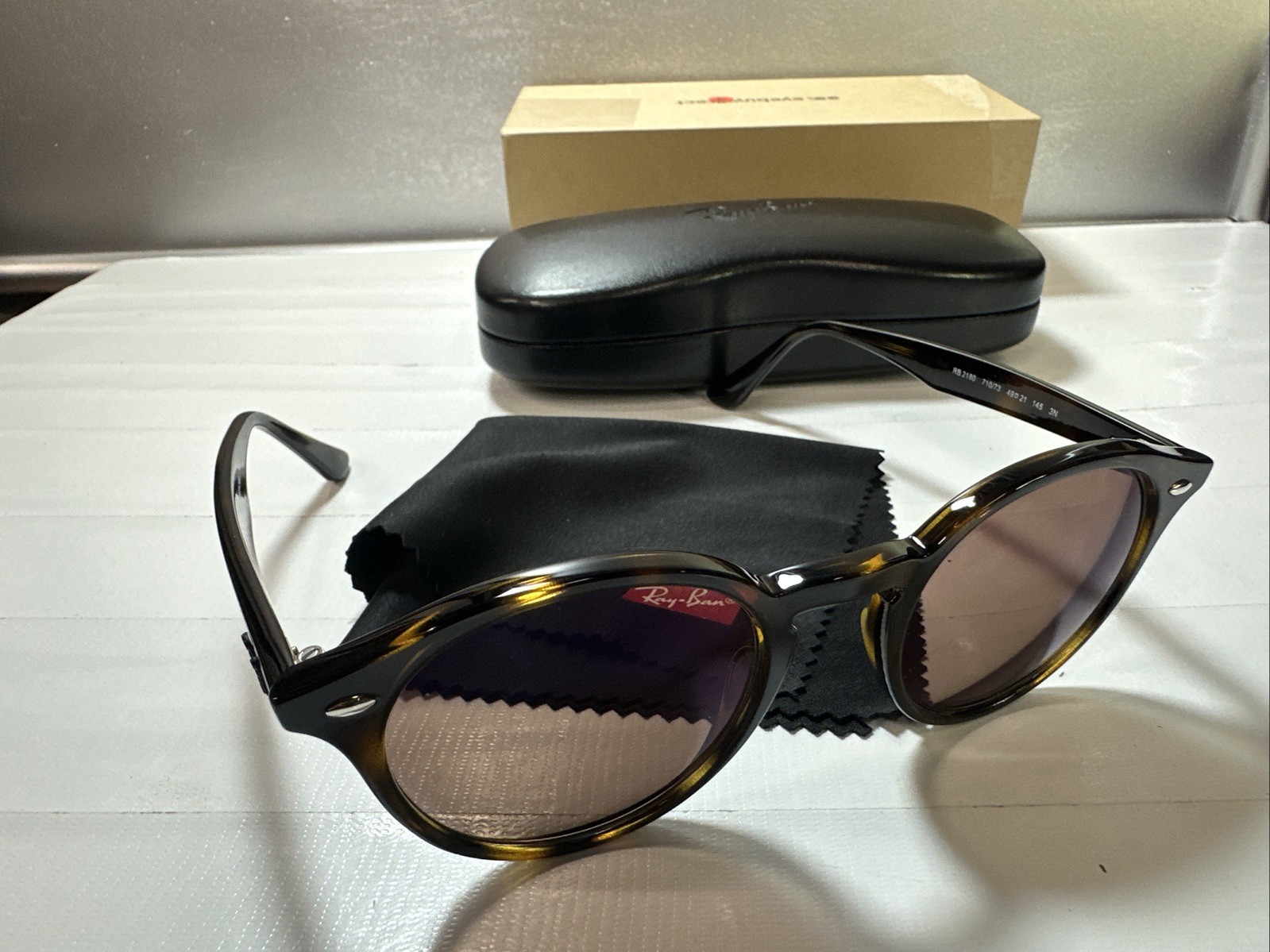 Ray Ban RB2180 Polished Light Havana Frame Brown Lenses Unisex Sunglasses 49Mm