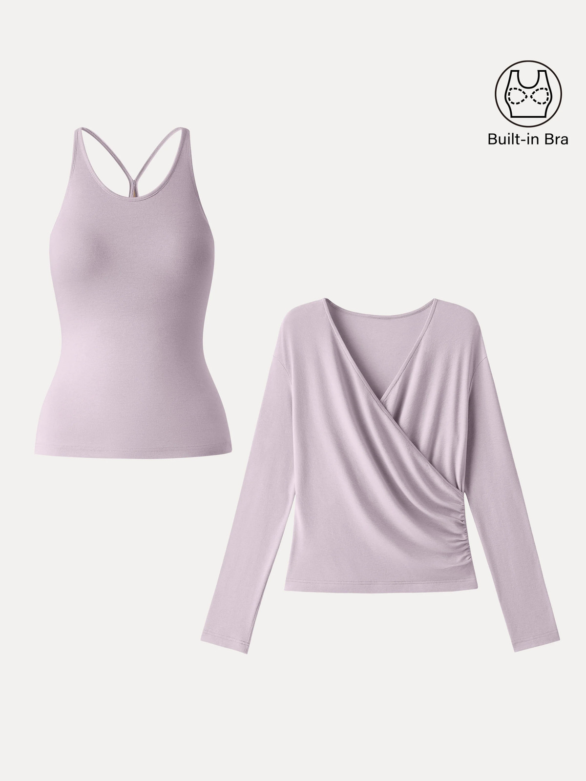 OGL Summer Two-Piece Set Cami with Surplice Ruched Top