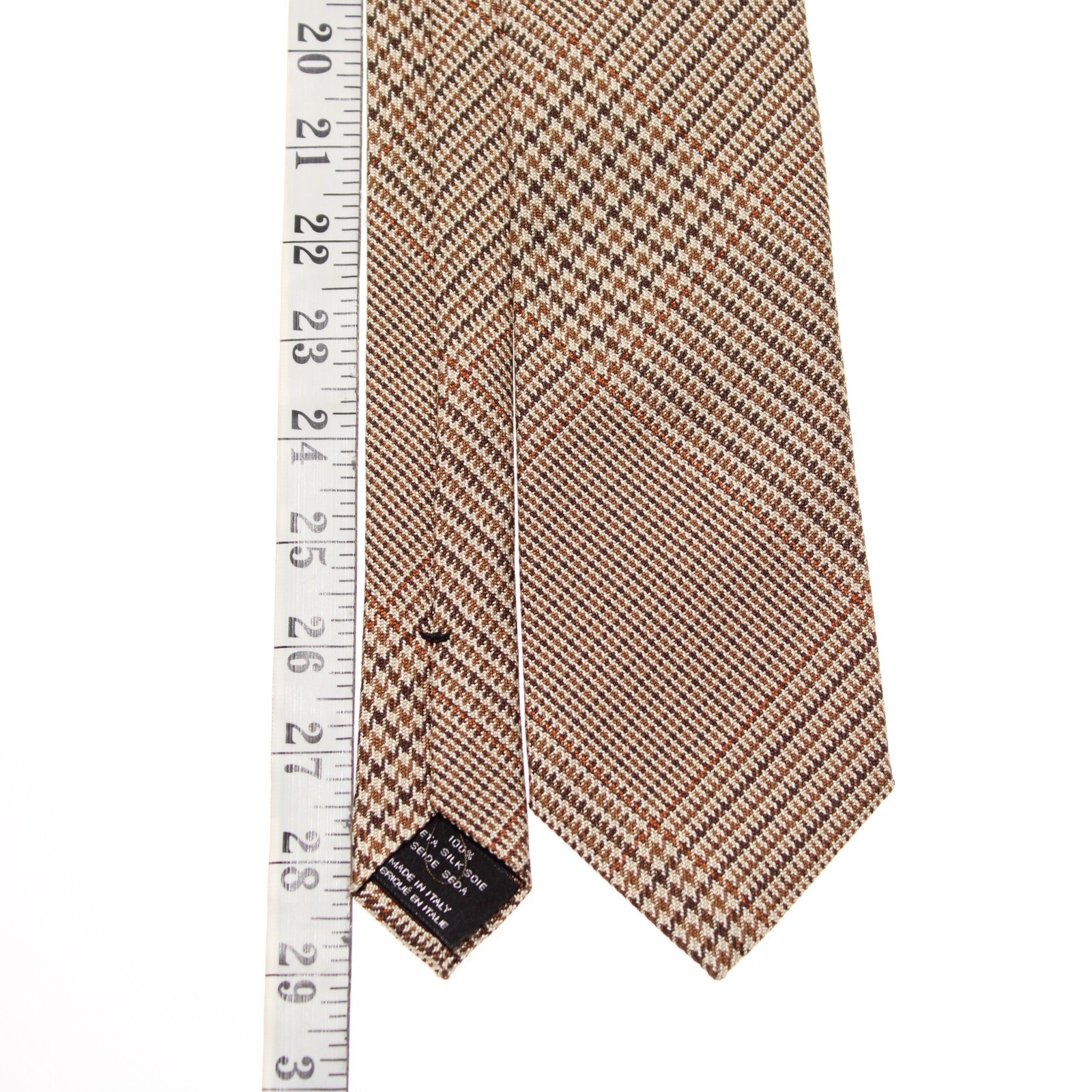 Tom Ford NWT Neck Tie in Beige/Brown/Orange Plaid 100% Silk Made in Italy