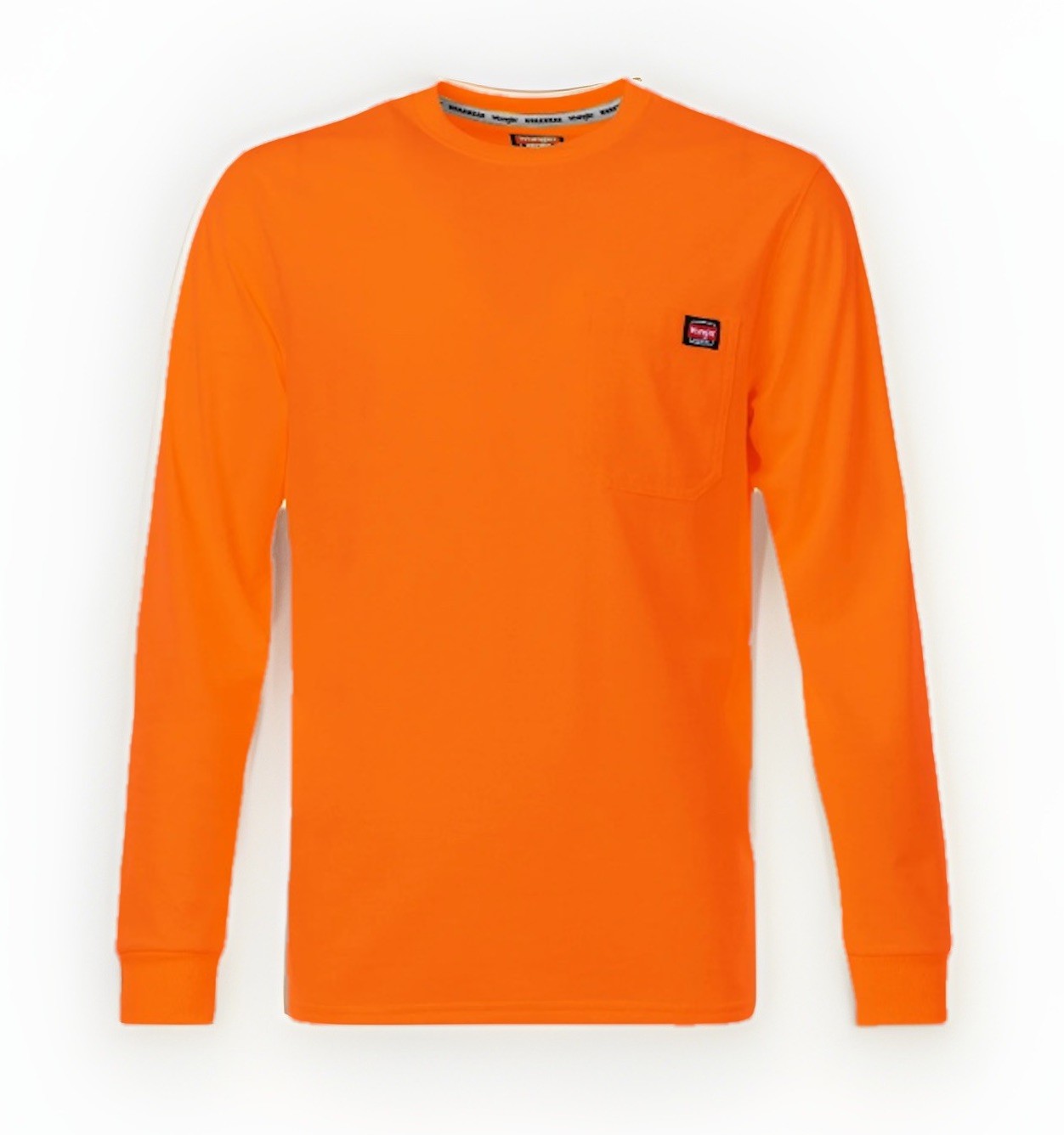 NEW Wrangler Workwear Men’s Hi-Vis Orange Long Sleeve Pocket T-Shirt Size Large