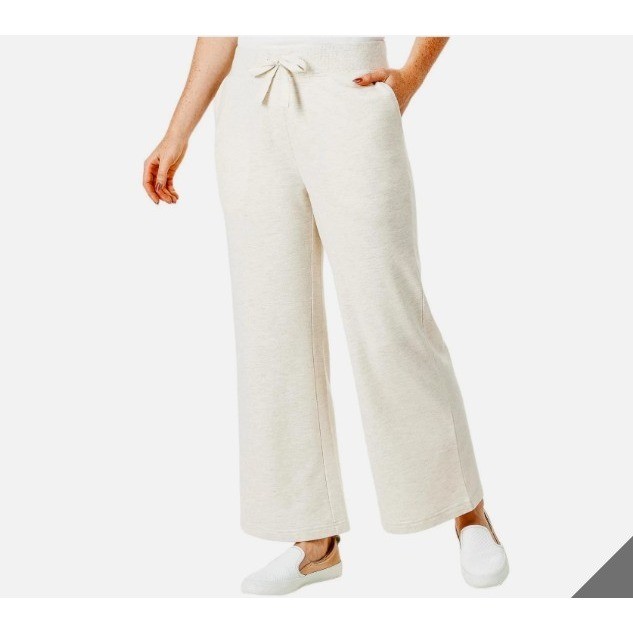 Encore by Idina Menzel Fleece Wide-Leg Pants A518987 Ivory Size Large NEW