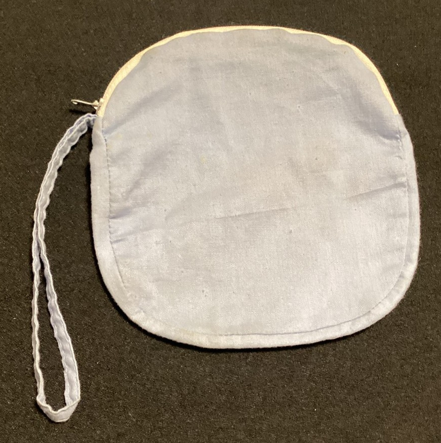 LIghtweight Blue Fabric Zippered Pouch Bag Wrist Strap Toiletries Reusable