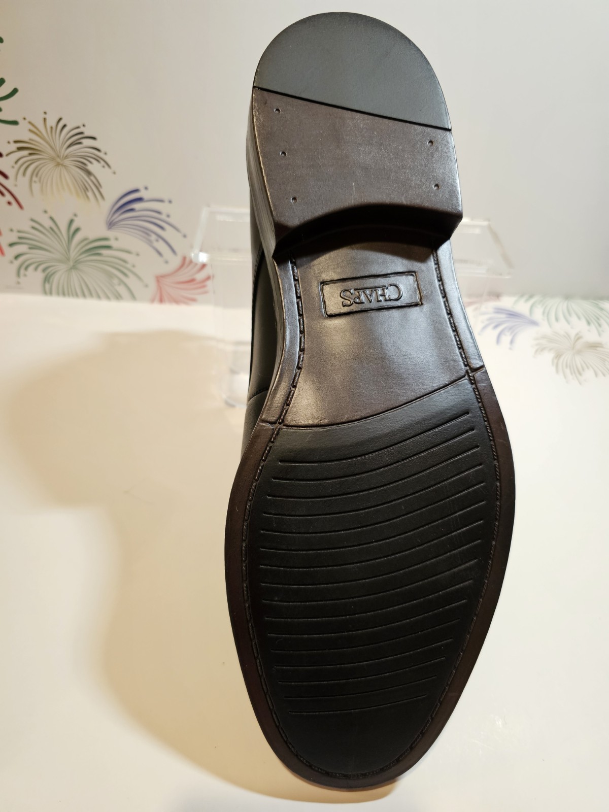 Chaps Mens Shoes, Black, Leather, 11.5, GEL HEEL PAD, New W/Tag