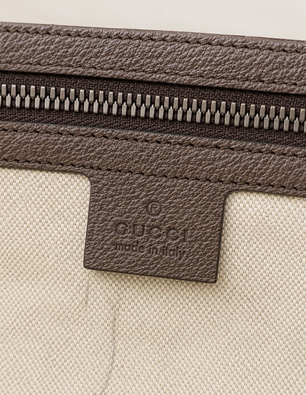 Gucci GG Pattern Web Stripe Tote Bag Zip Top Handle Beige Brown Gold
