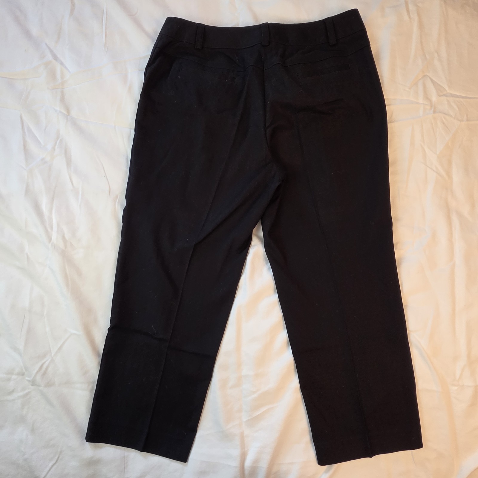 Talbots Womens Size 10 Black Stretch Textured Cropped Dress Pants Flat Front