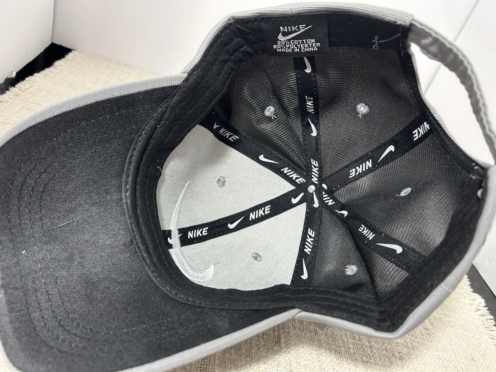 Nike Men’s Adjustable Snapback Baseball Cap Gray/Black White Swoosh Logo