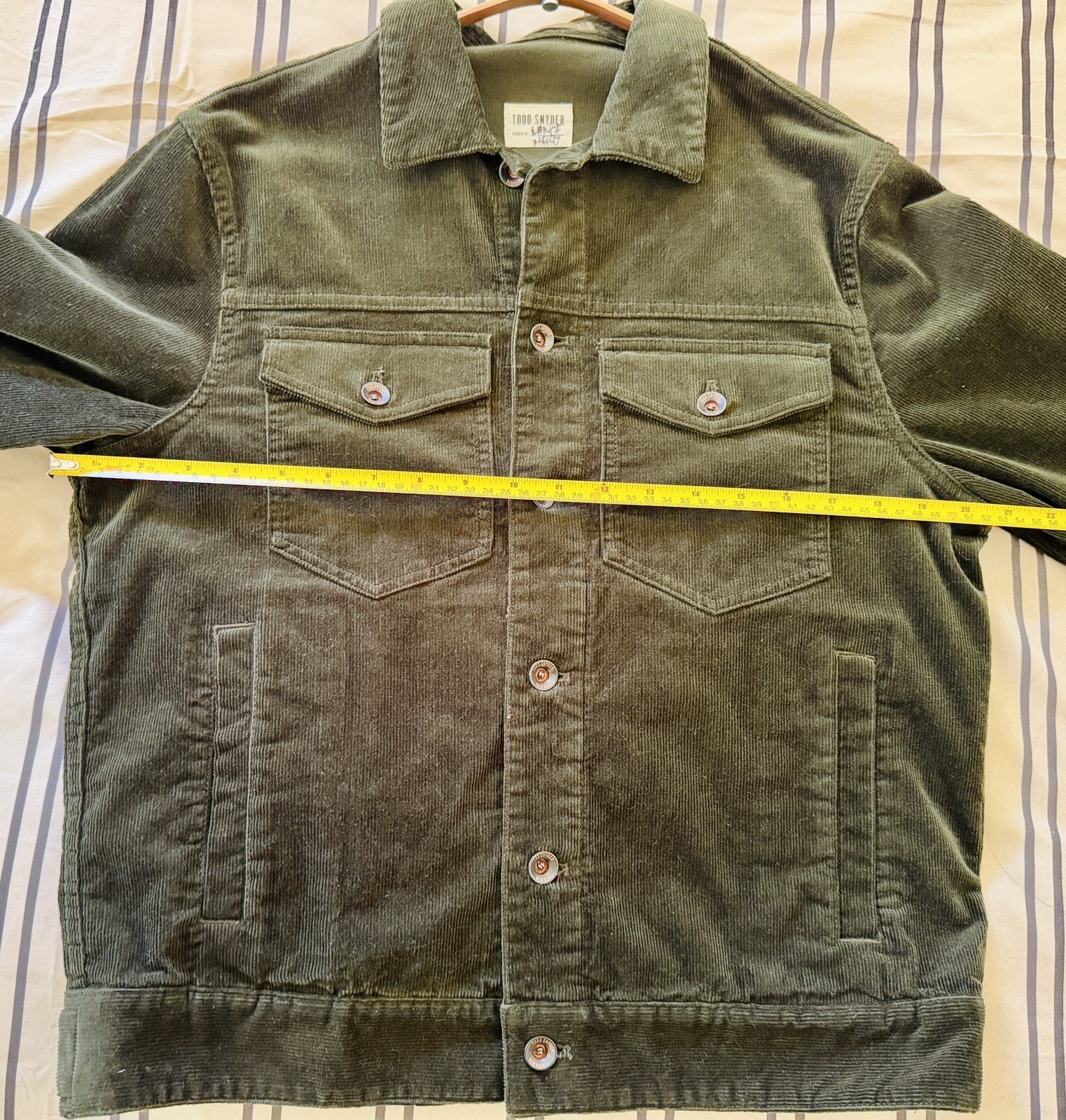 Todd Snyder Italian Corduroy Dylan Jacket Olive Green Men’s Size Small