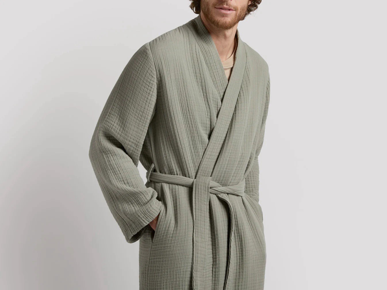 Parachute, Cloud Cotton Gauze, Bathrobe In Moss, 2X