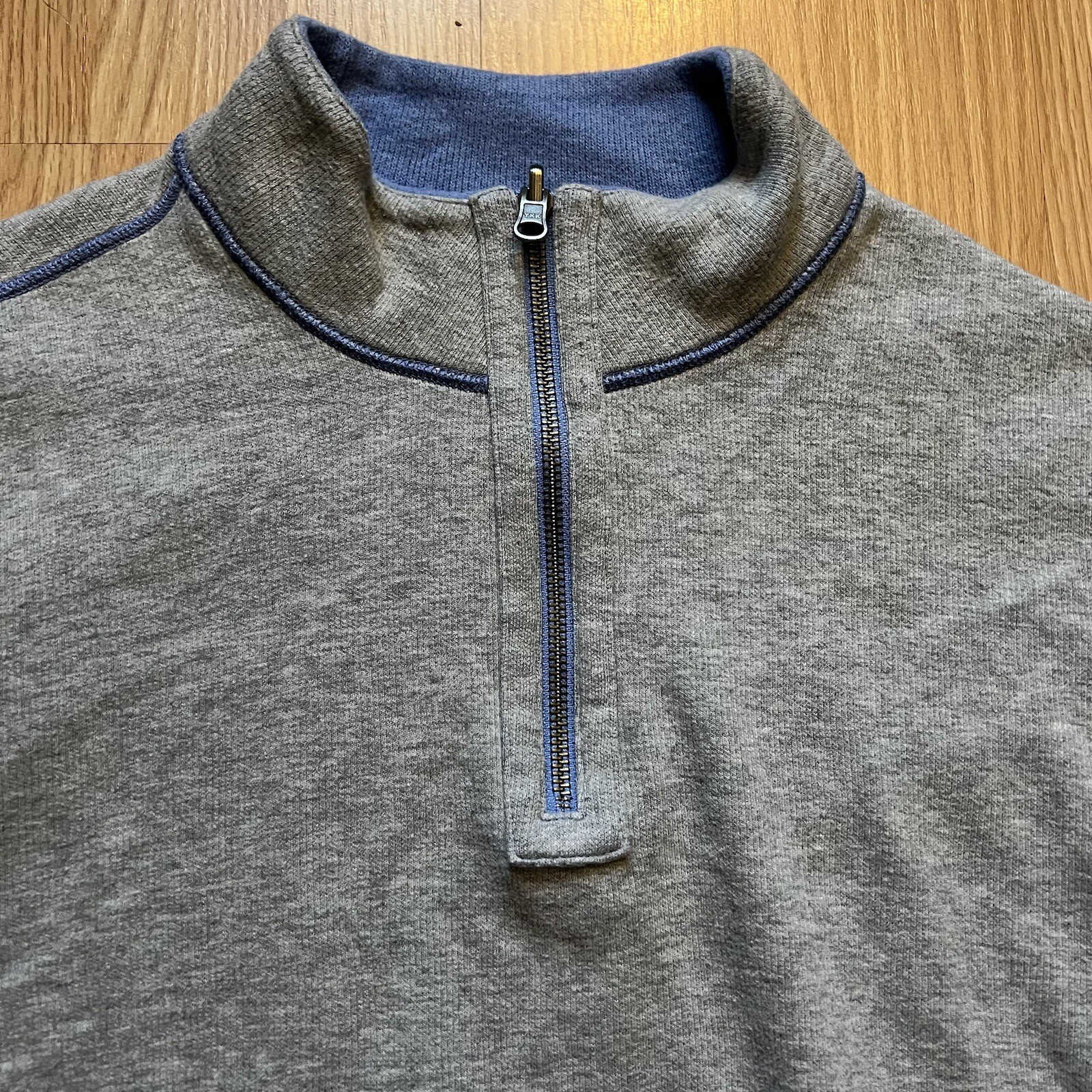 Cremieux Light Blue & Gray Reversible 1/4 Zip Sweater Men’s Size XL Golf Preppy