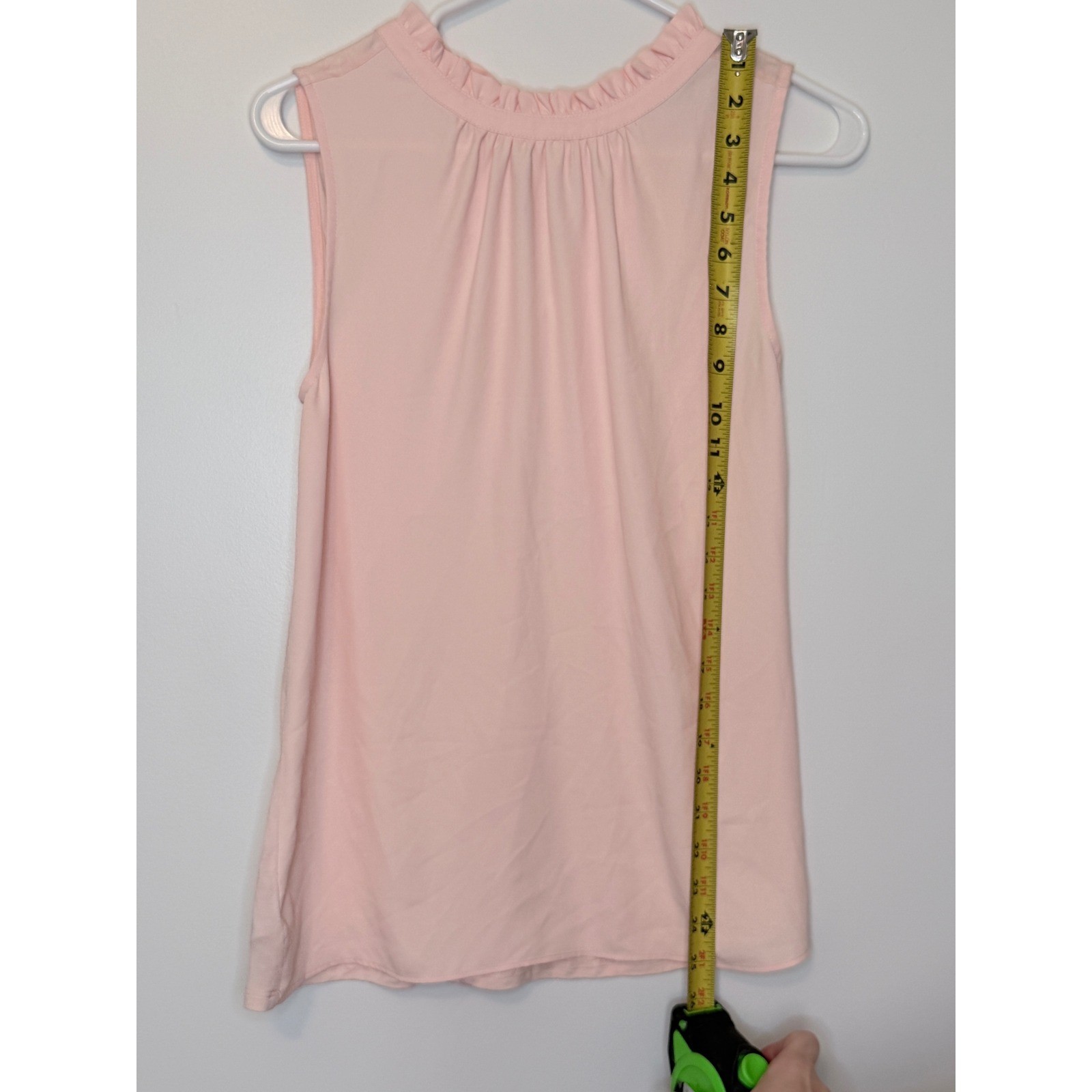Loft Pink Ruffle Neck Sleeveless Tie Back Blouse XXS [Good Used]