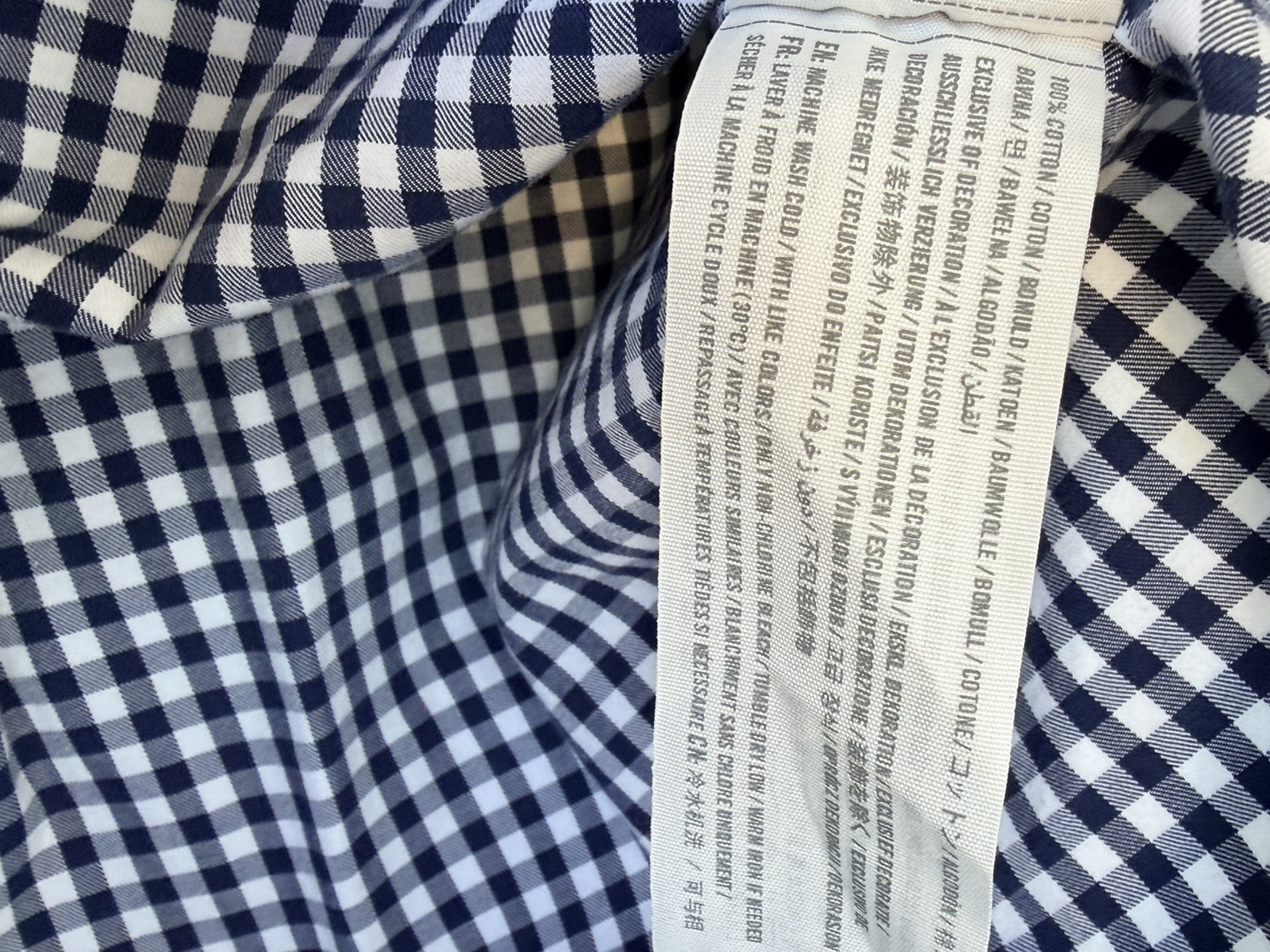 Abercrombie & Fitch Muscle Fit Gingham Shirt Men L Navy White Check Long Sleeve