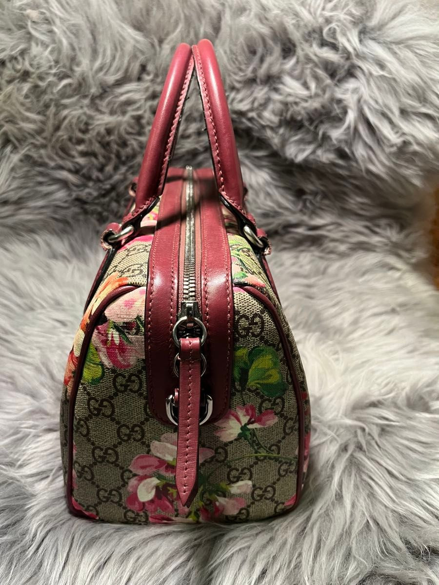 GUCCI GG Blooms Mini Boston Bag Handbag Floral PVC Leather