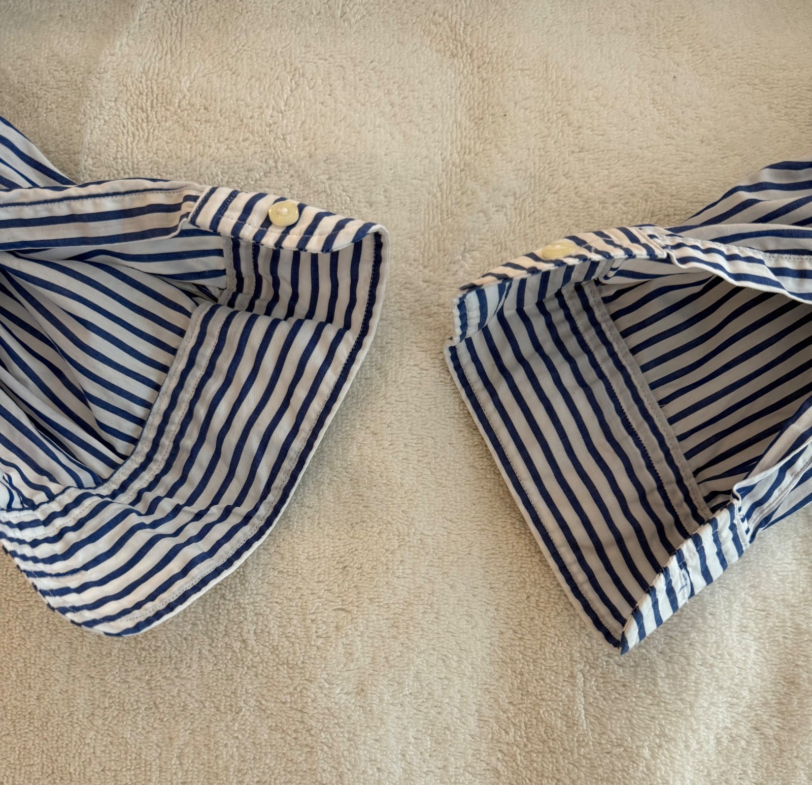 J Press – Worn Once – Navy, Butcher Stripe Button Down Shirt – Size 15 1/2 x 35