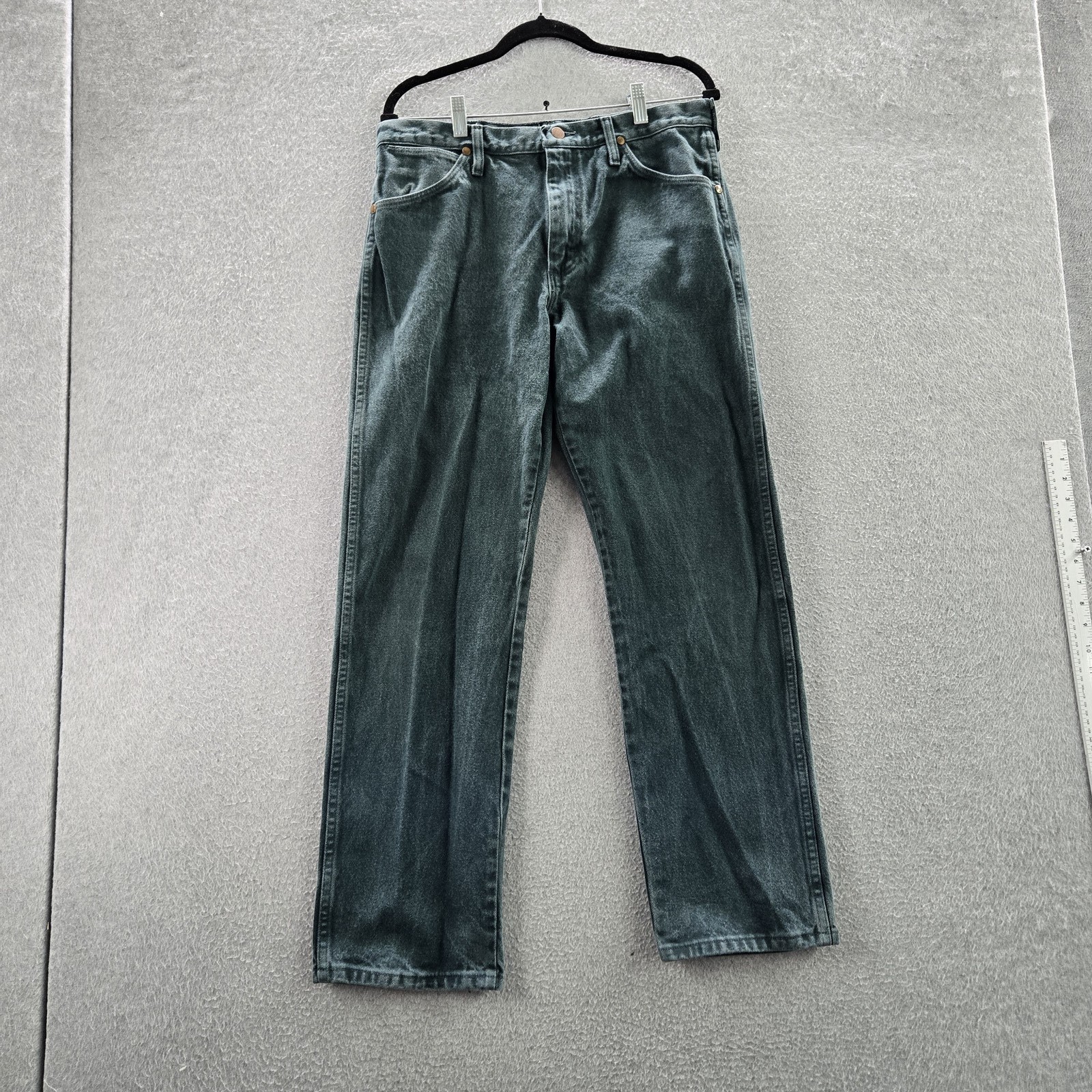 VINTAGE Wrangler Men Jeans 36X30 Green Denim 13MWZ Cowboy Cut Made In USA 90s