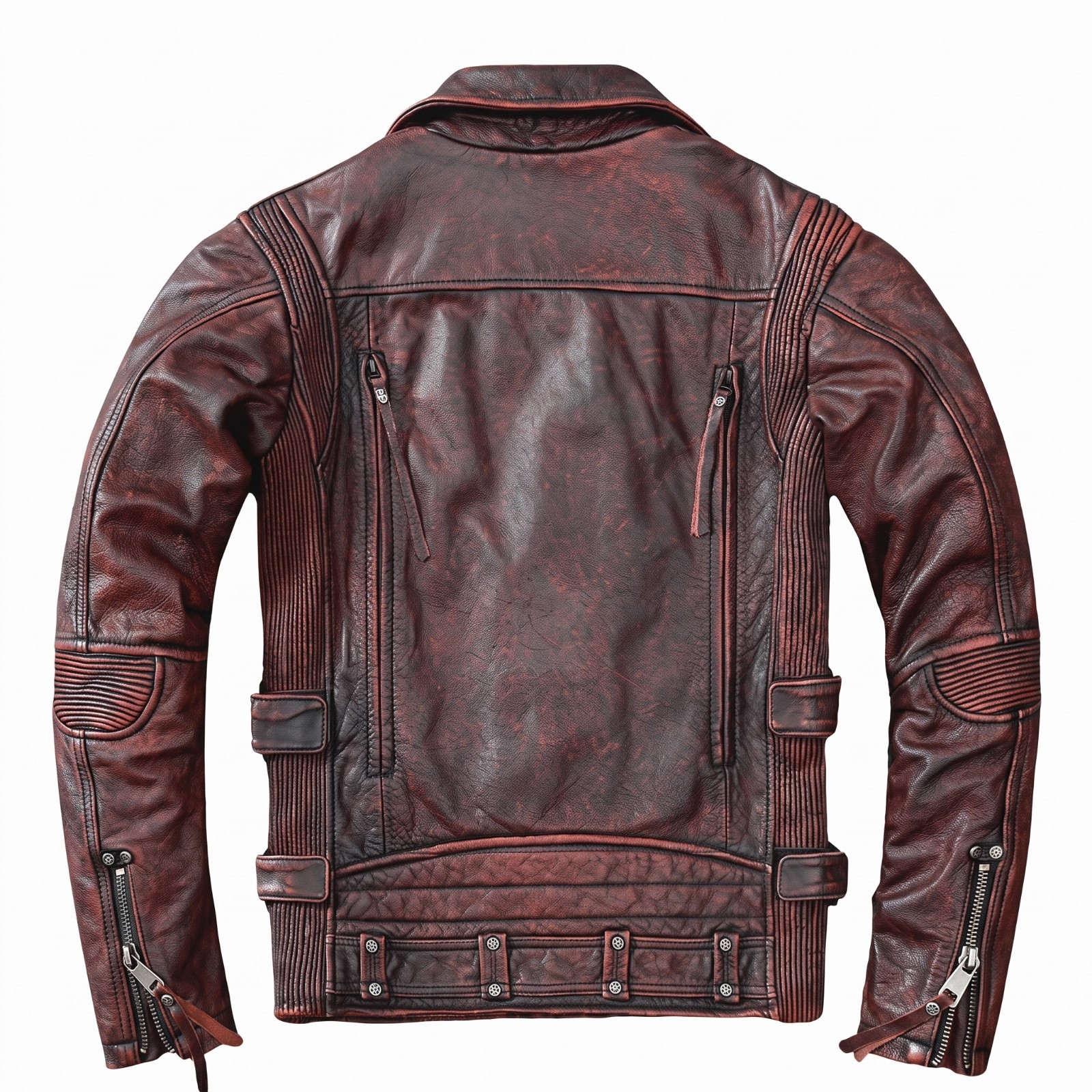 Mens Rugged Rebel Style Brown Leather Jacket- Vintage Punk Rock Motorcycle Outer