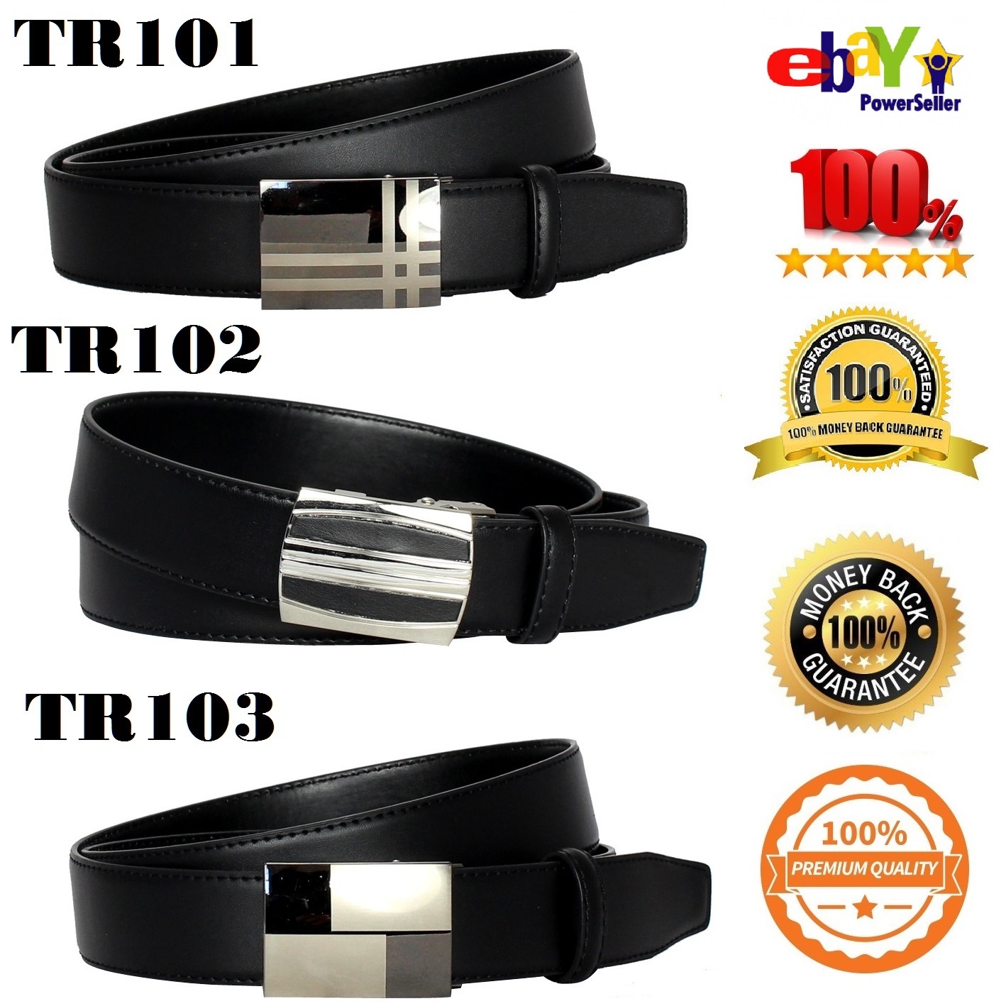Men’s Steel Magnetic Frame Black Leather Track Ratchet Belt