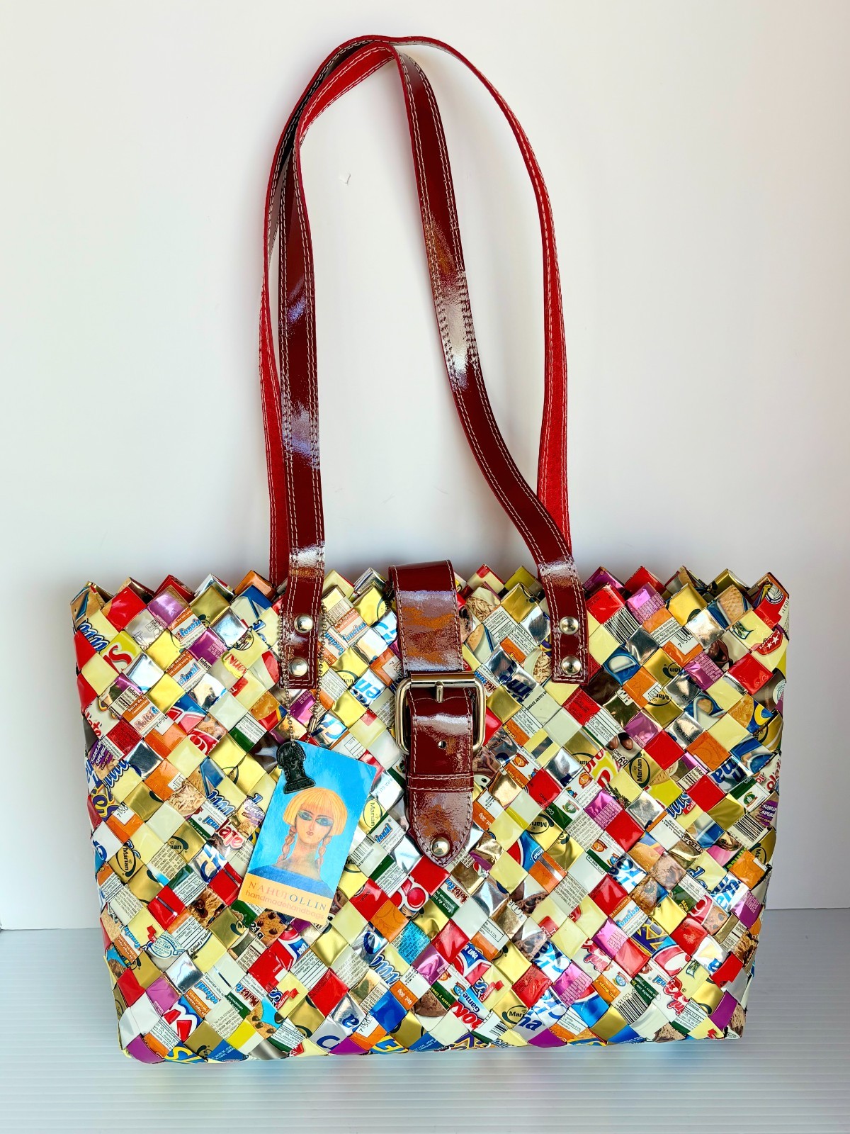 Nahui Ollin Handcrafted Shoulder Bag Tote Purse Style S05 Recycled Wrappers
