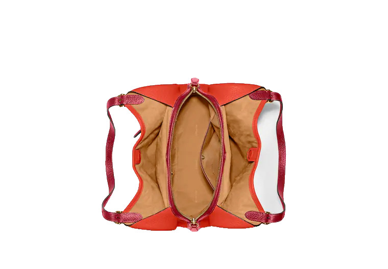 New Coach Lori Shoulder Bag Leather Colorblock Brass/Red Orange Multi C6627