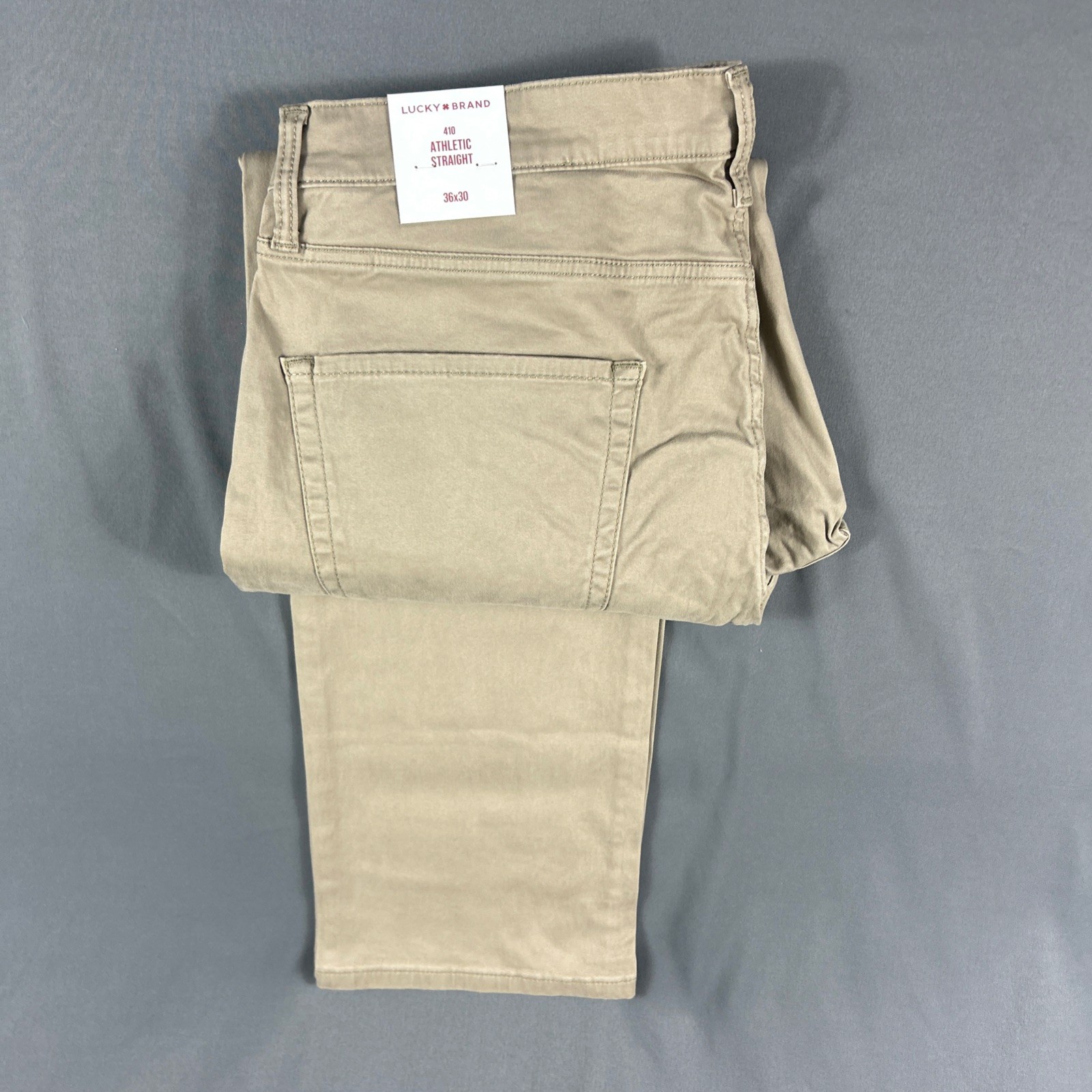 Lucky Brand Pants 410 Athletic Straight 36 x 30 Sandstone Khaki Cotton MSRP $99