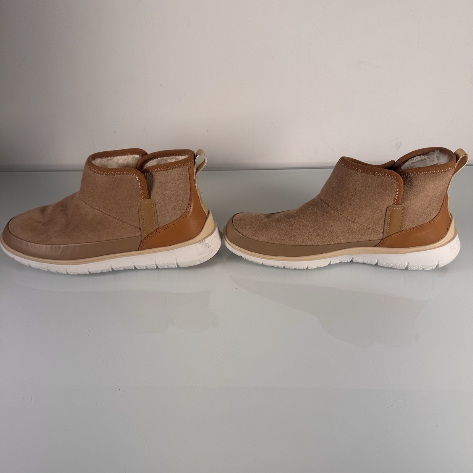 Nice Cole Haan Zero Grand Ladies Size 9.5C W22970C Tan Water, Proof, Fur Lined