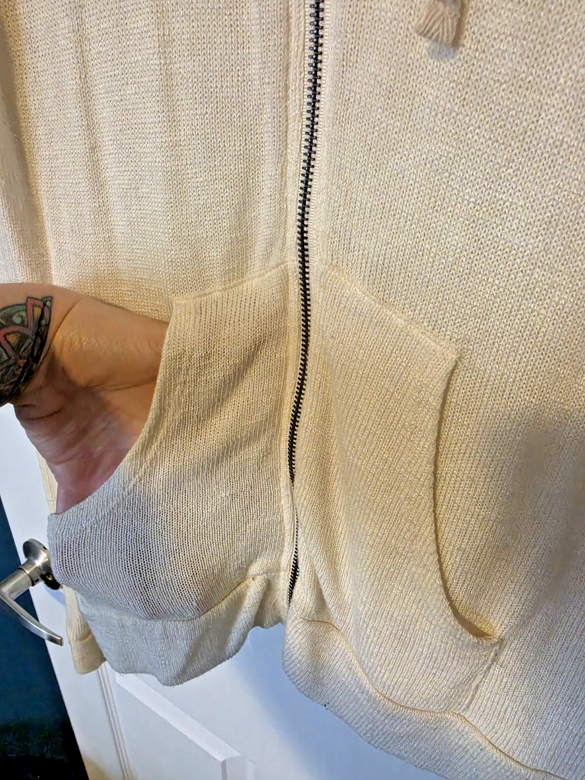 VINTAGE Y2K Womens LARGE Knit Zip Hoodie: SKATER/ PUNK/ EMO/ SCENE