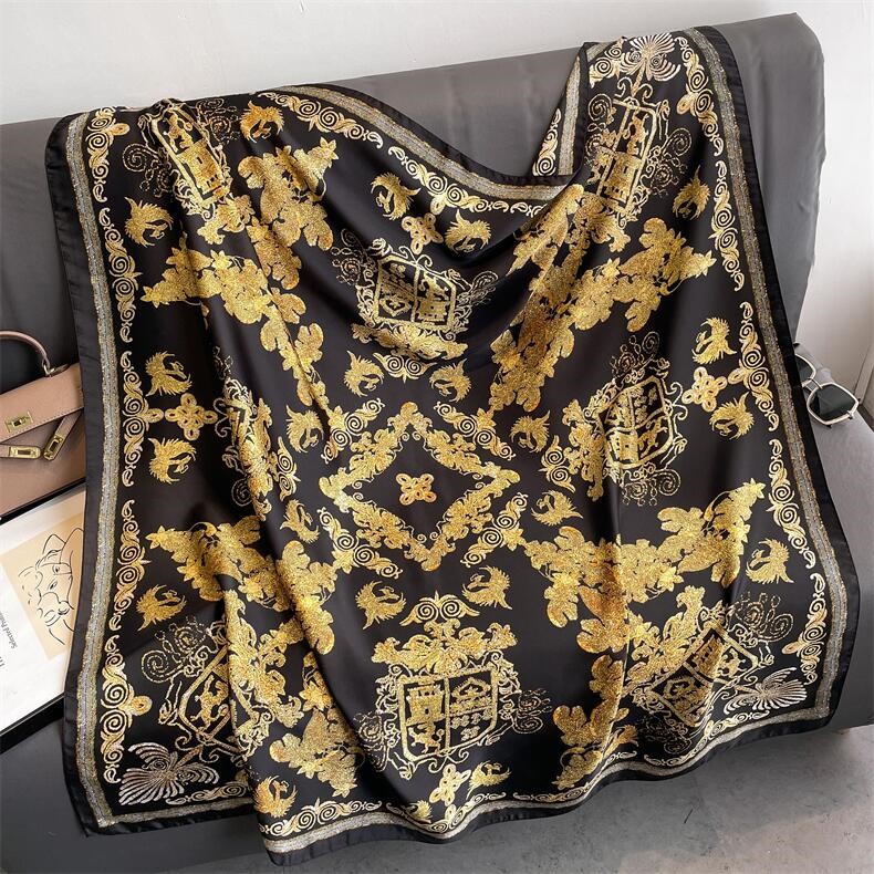 Elegant Silk Scarf (43x43in) Lightweight Versatile Large Size Scarves Wraps