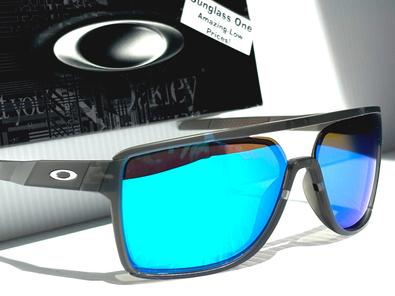 NEW Oakley CASTEL Matte Smoke Grey POLARIZED GALAXY Blue Lens Sunglass 9147