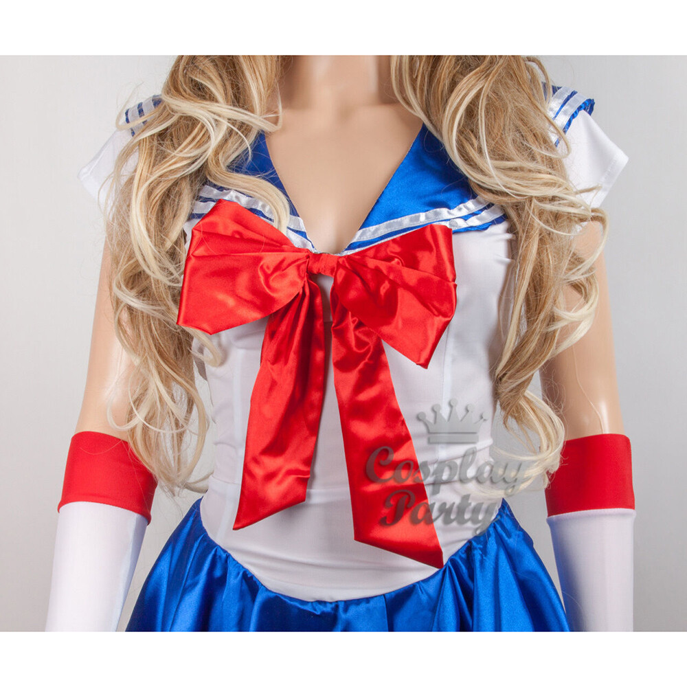Sailor Moon Usagi Tsukino Cosplay Halloween Anime Costume Uniform Dress w/Glove