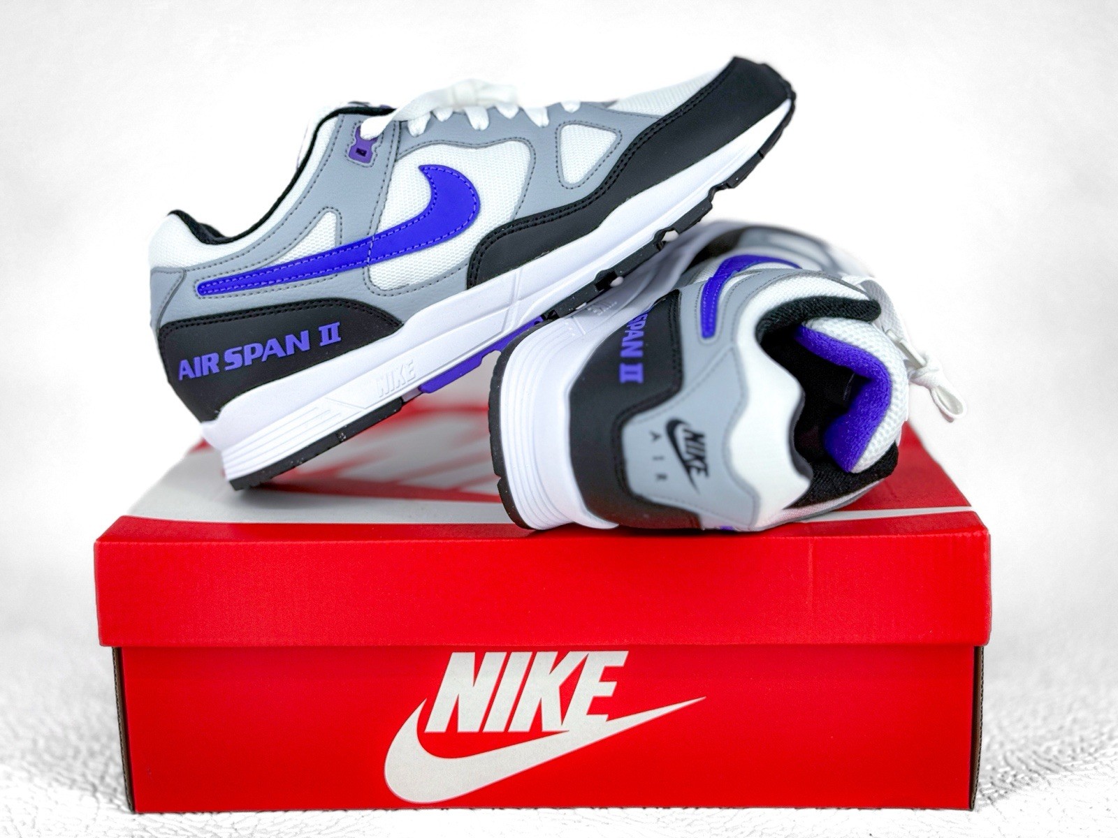 Nike Air Span 2 Wolf Grey Hyper Grape Black AH8047 013 Sizes 9-13 New With Box