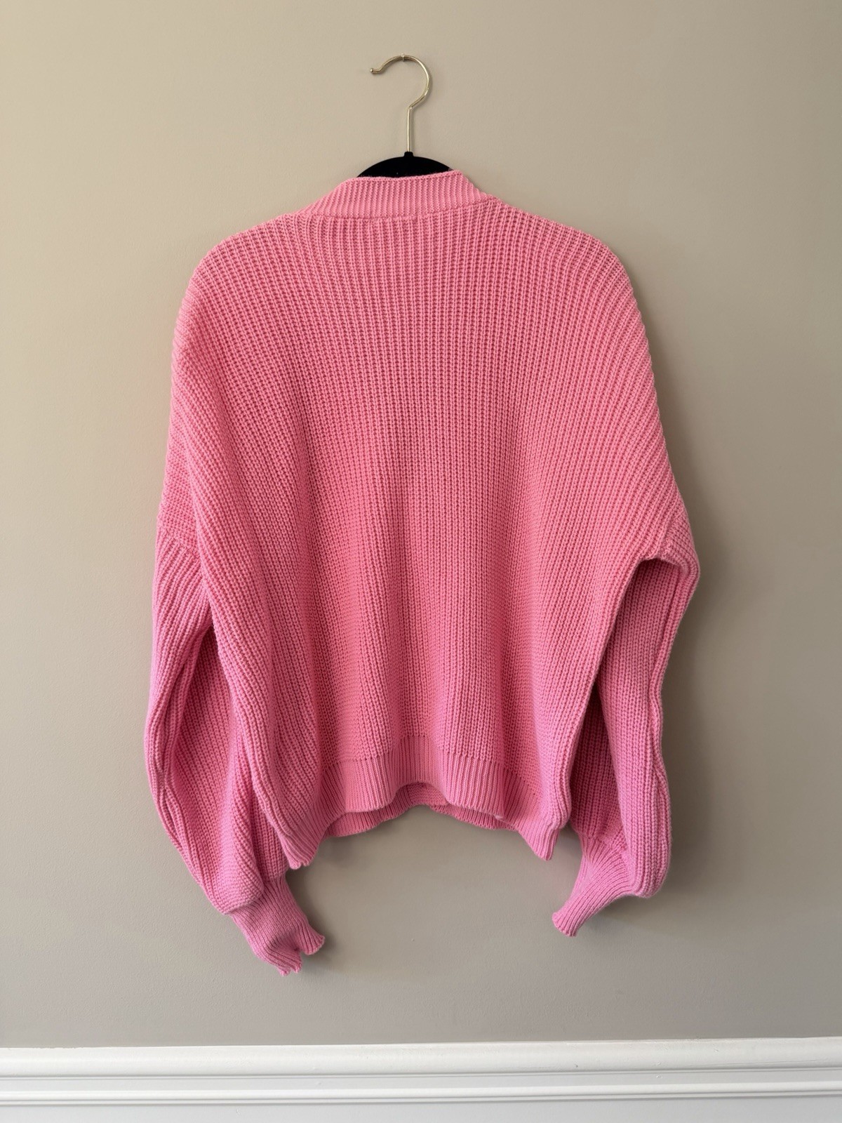 Boohoo Knit Pink Button Down Front Cardigan Women Large