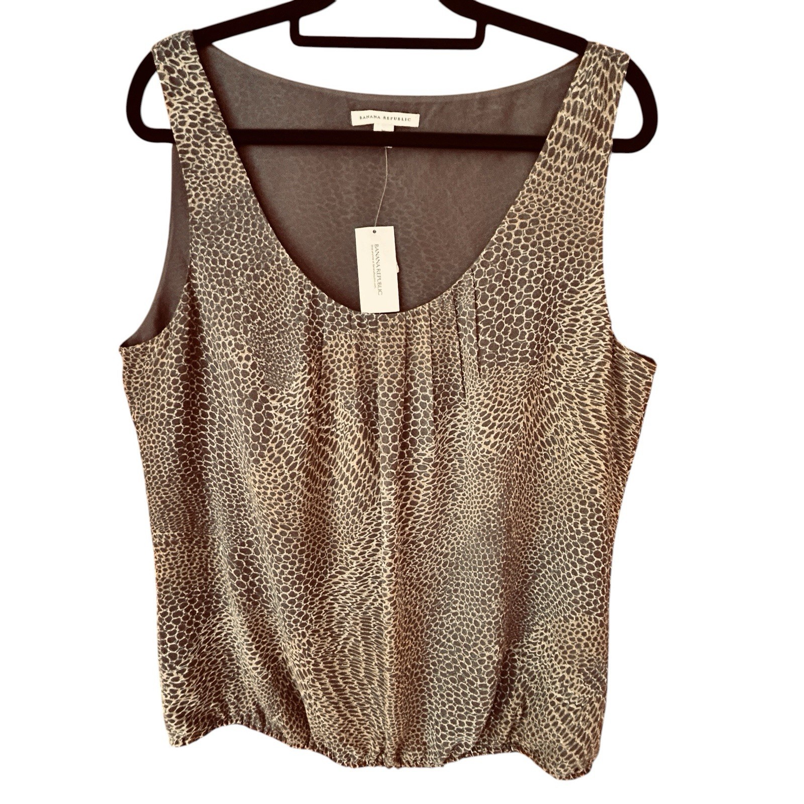 Banana Republic Women’s Sleeveless Blouson Bodice Lined Brown Gold Tank Top XL