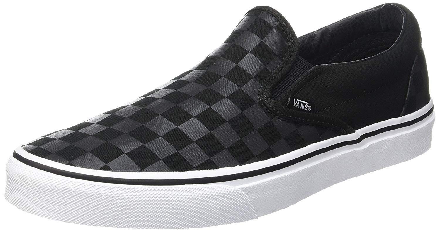 Vans UnisexAdult Classic SlipOn Shoes | (Checkerboard) Black/Black | Authentic