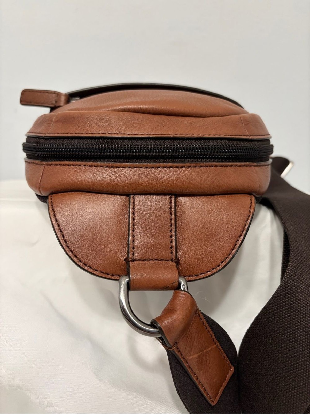 Coach Camden Leather Sling Pack (#F71344) in Tan Smoothed Leather w/ Black Strap