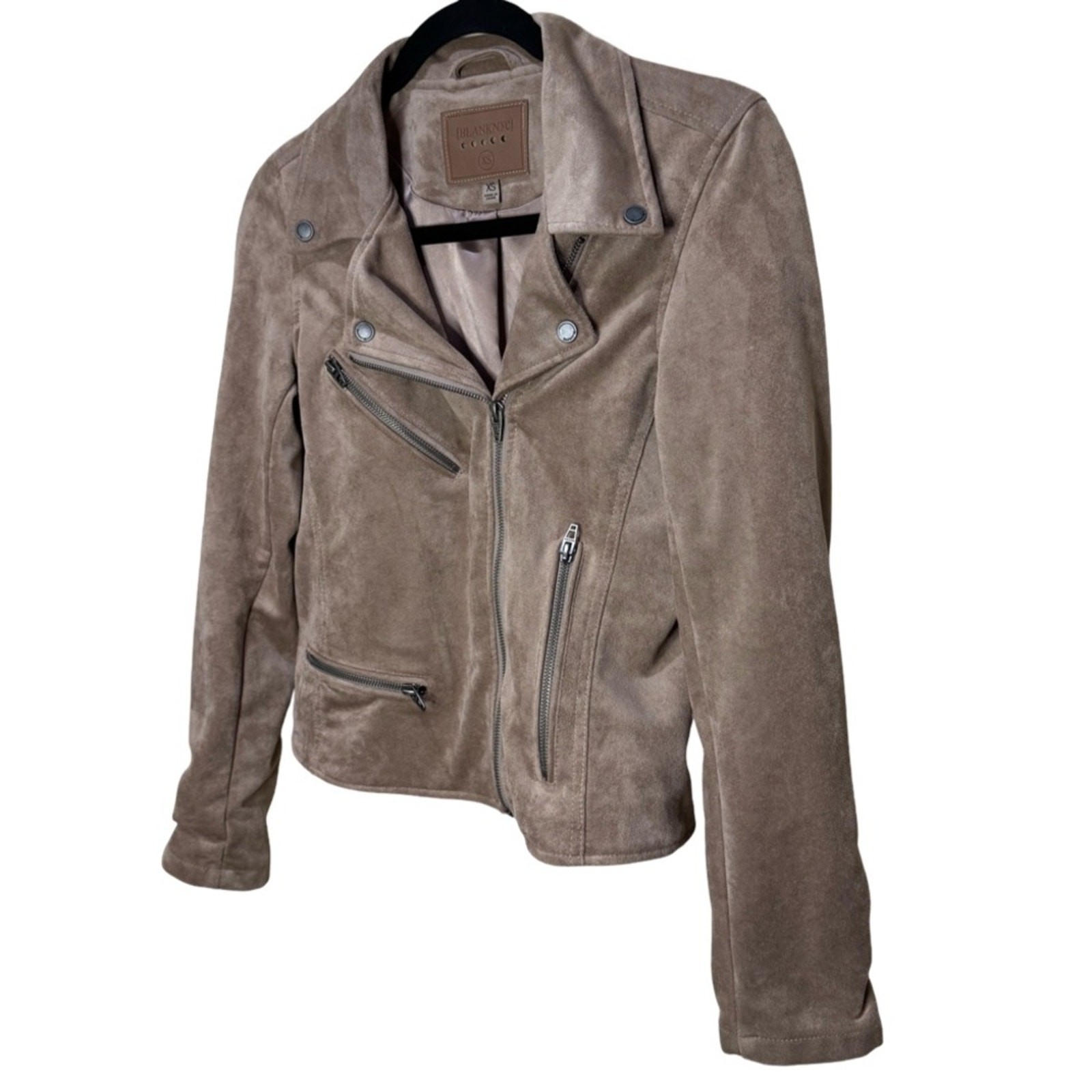 Blank NYC Faux Suede Moto Jacket – Sand Stone XS