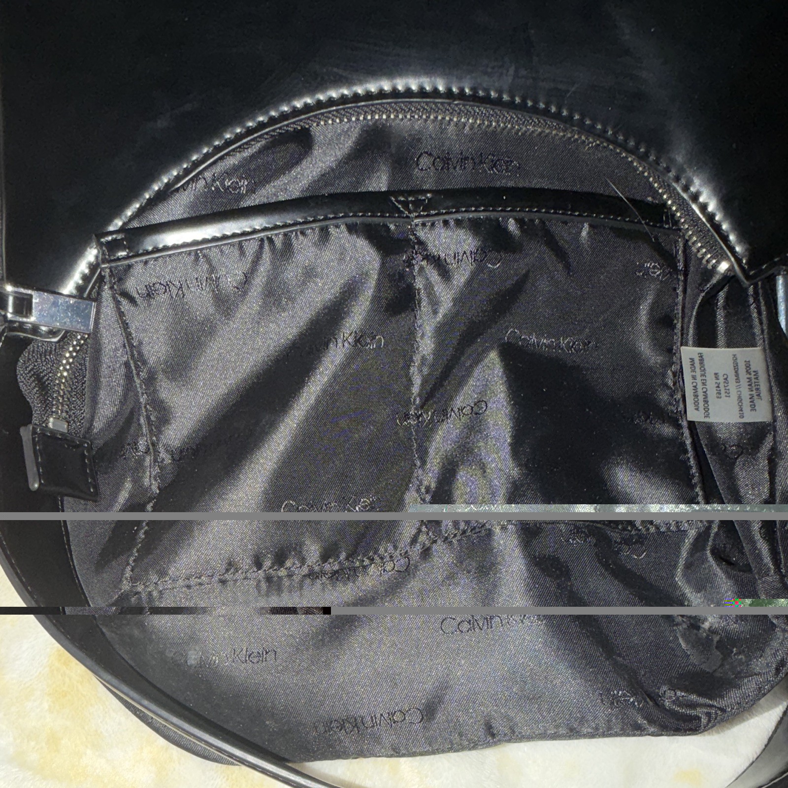 Vintage Calvin Klein Black Solid Shoulder Bag Zip Closure Silver Hardware