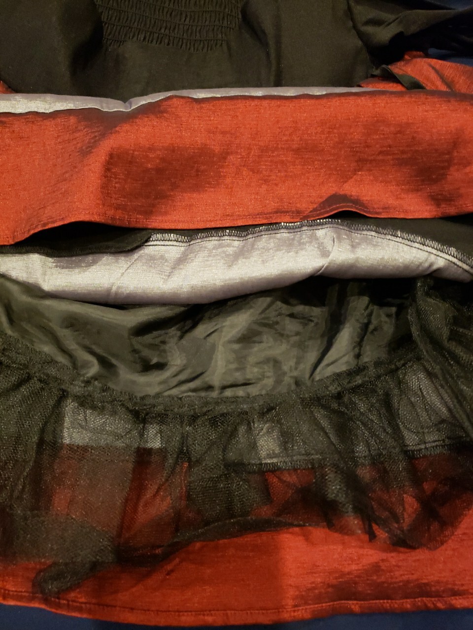 Sequin Hearts Junior XL Skirt Striped Taffeta Black Silver Burgundy