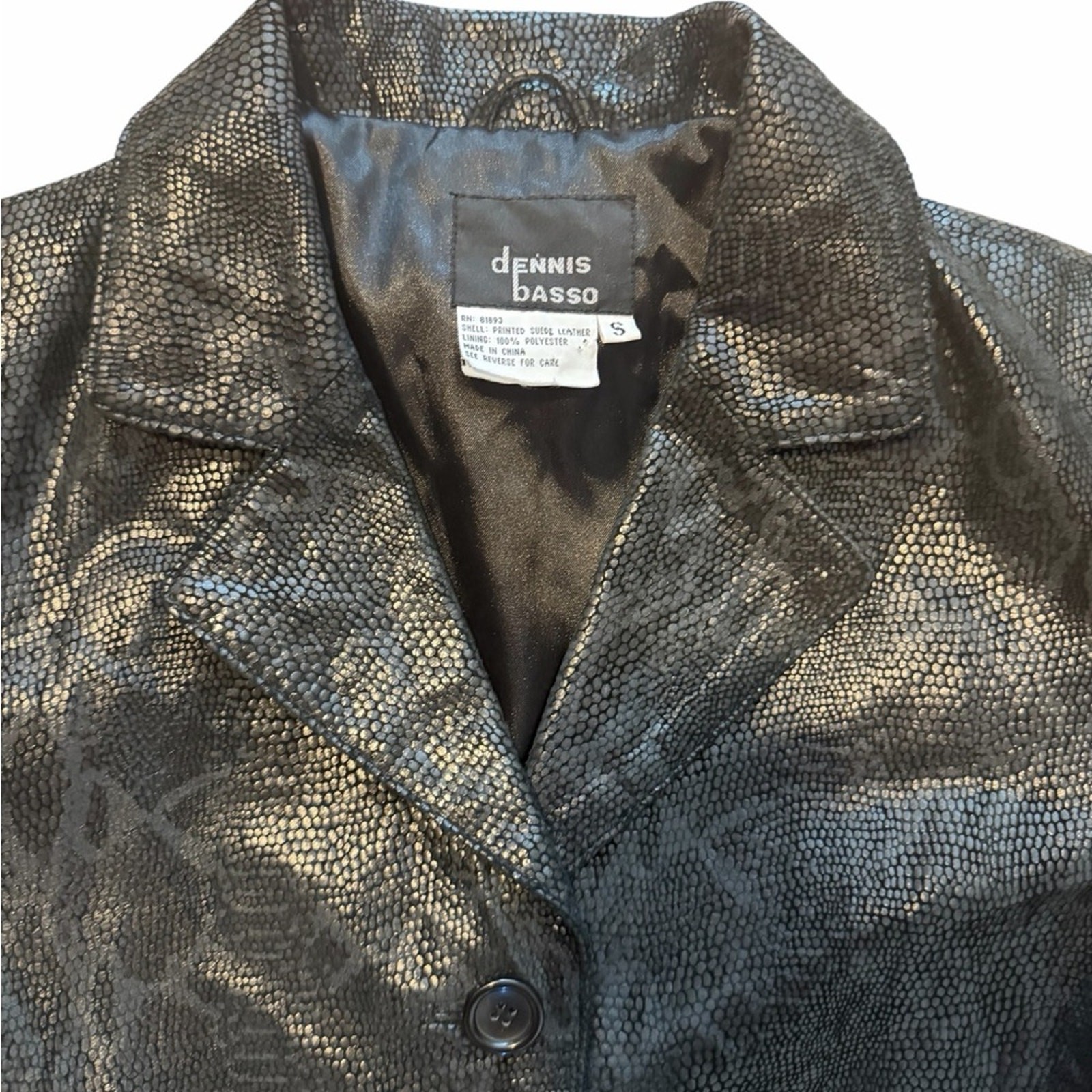 Vintage Black 🐍 snake skin leather suede Jacket. Dennis basso size small.