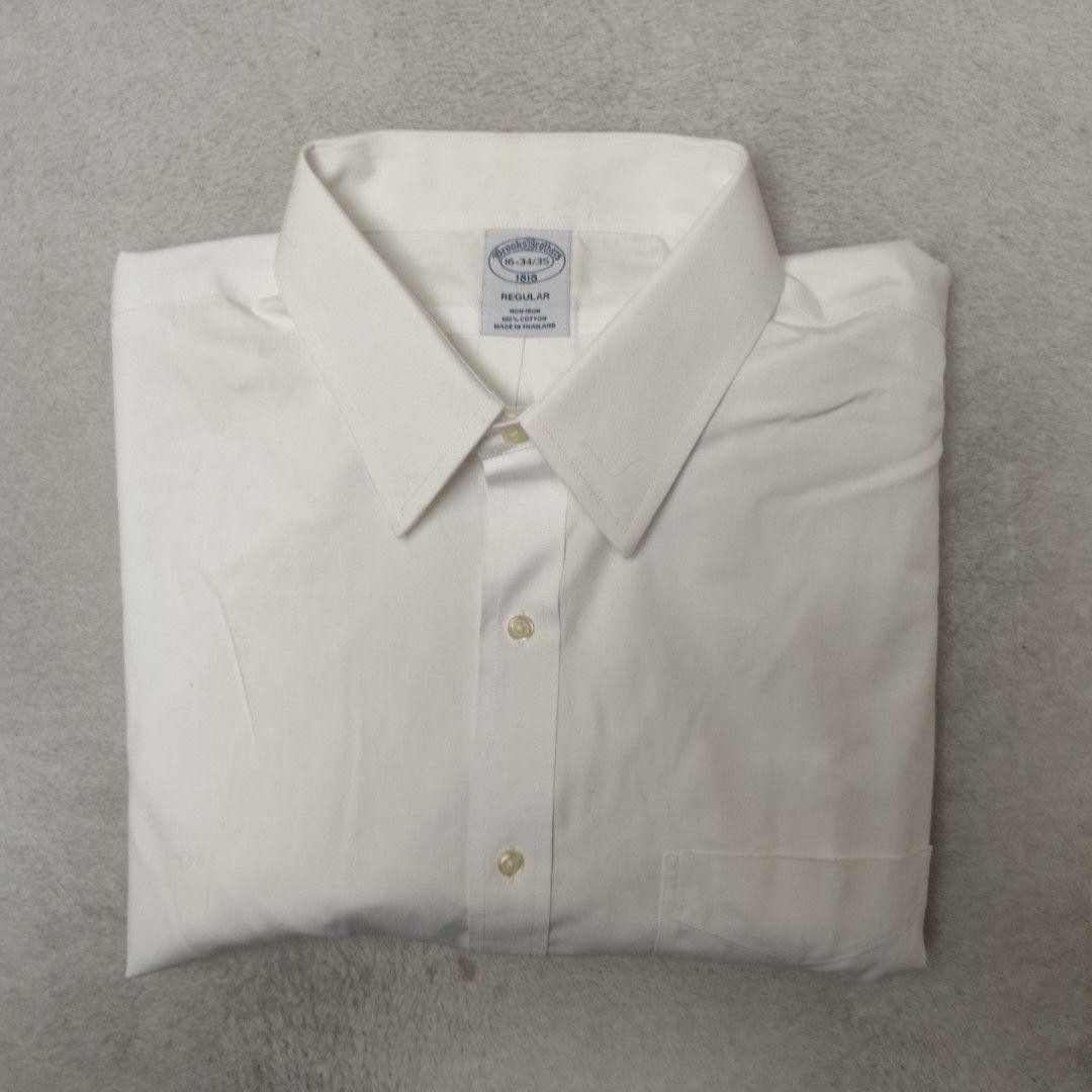 Brooks Brothers Shirt Mens 16 34/35 White Point Collar Non-Iron Dress Cotton