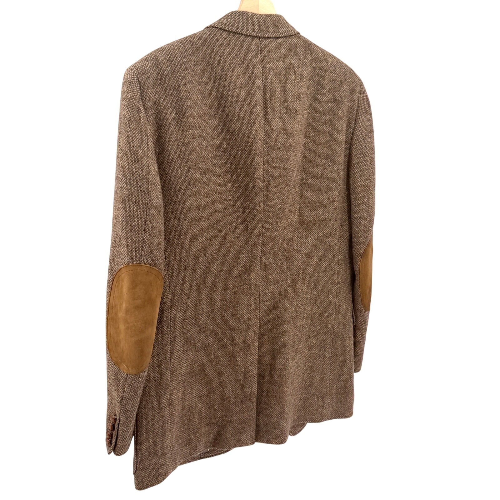 Vintage 80s Austin Reed Brown 100% Wool Tweed Suede Elbow Patch Blazer