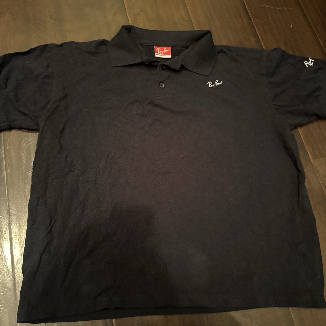 Ray-Ban Men’s Black Short Sleeve Polo Shirt Embroidered Logo Size L