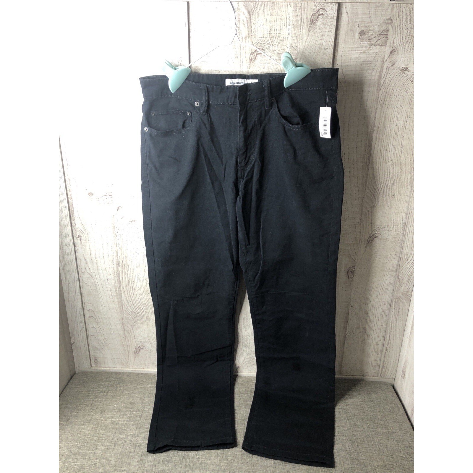 Essentials Mens Relaxed Fit 5-Pocket Straight Leg Pants Black 30W x 30L