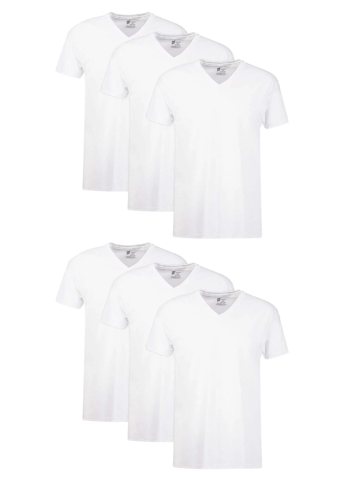 Men’s 100% Cotton TAGLESS V-Neck Undershirt (777VP6) White, S (Pack of 3)