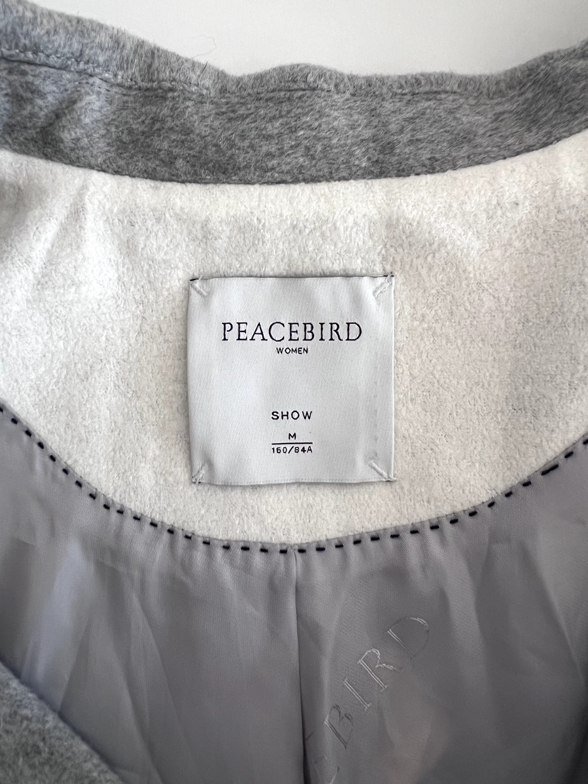 Peacebird Womens Wool Coat Blue, Black and Grey – Size M