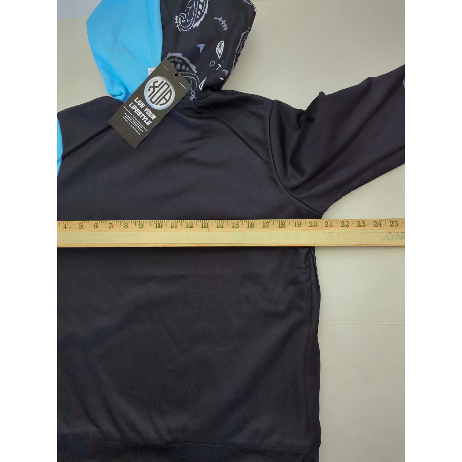 Reversible Bandanna Hoodie Black Grey University Blue Size XS Xoa Lifestyle NWT