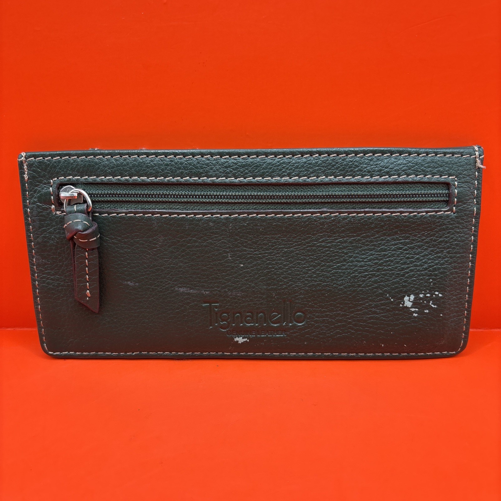 Tignanello Genuine Leather 6.75″ Long Dark Green Credit Card ID Holder Wallet