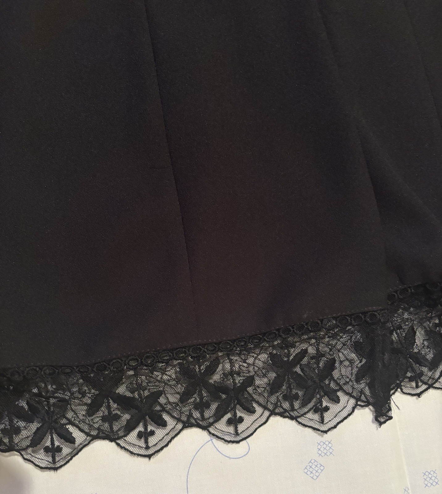 Nouritano By Karess Paris Sleeveless Black Button Up Tunic Lace Hem Vintage