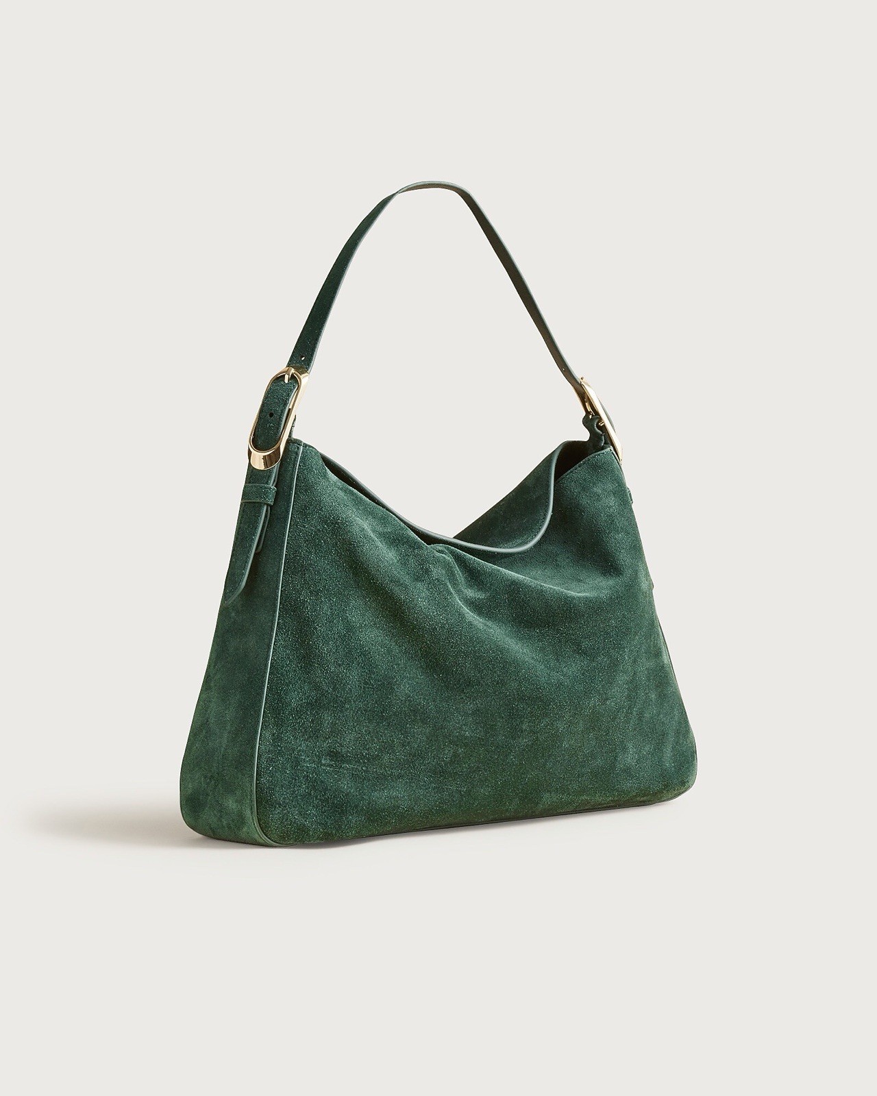 J.Crew Large Berkeley Luxe Suede Shoulder Bag Purse Midnight Foliage Green NWT